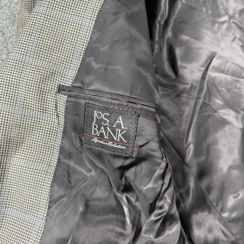 Jos. A. Bank Sport Coat Mens 42S Silk Wool Houndstooth Windowpane Jacket 2 Butto